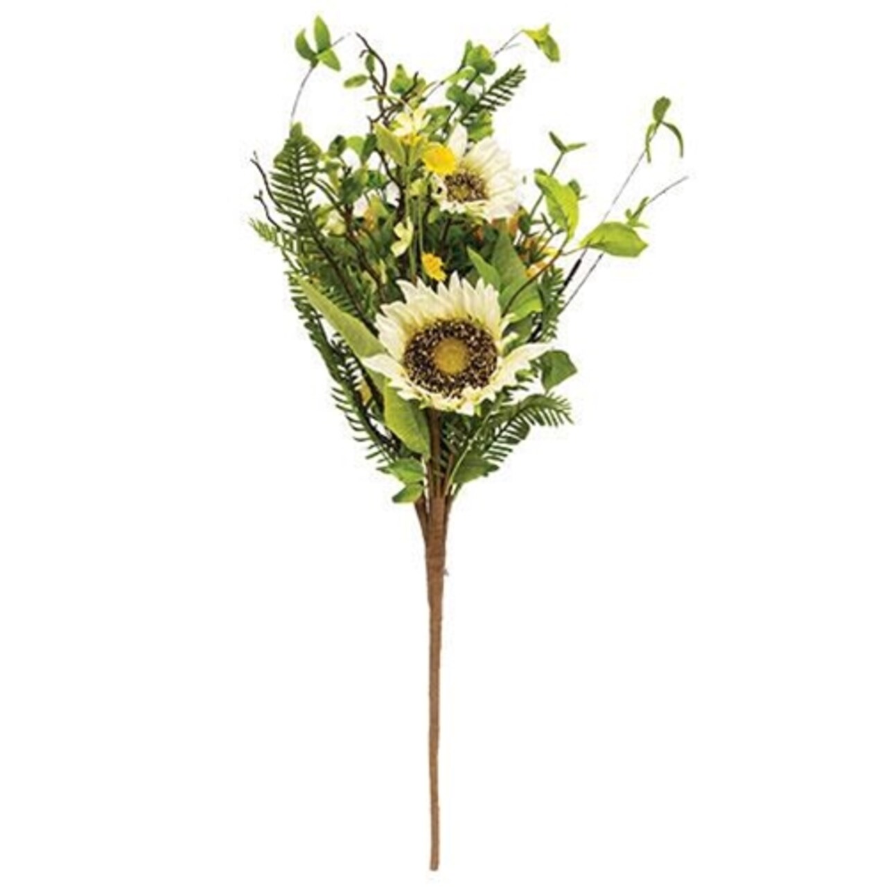 Artificial Summer Floral Bush 23 Inch Cream Yellow Flowers Flexible Stem Decor